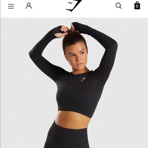 Gym shark vital long sleeve black crop top